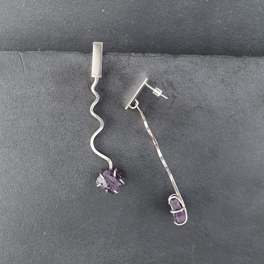 Secondary Product Image for  Sinuous Mobile Studs with Raw Amethysts