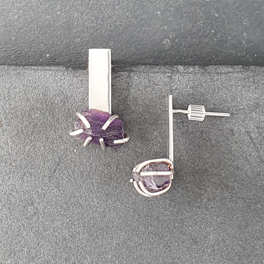 Secondary Product Image for Stela Studs with Raw Amethysts